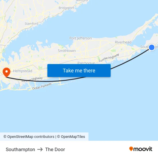 Southampton to The Door map