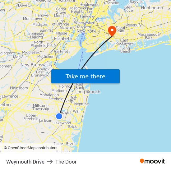 Weymouth Drive to The Door map