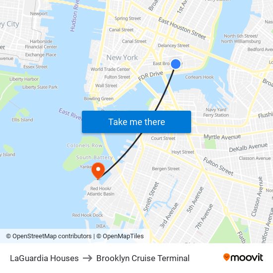 LaGuardia Houses to Brooklyn Cruise Terminal map