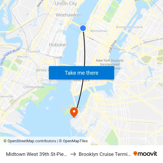 Midtown West 39th St-Pier 79 to Brooklyn Cruise Terminal map