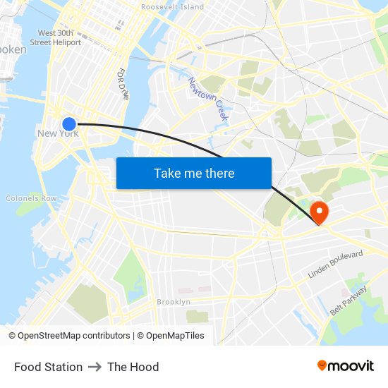 Food Station to The Hood map