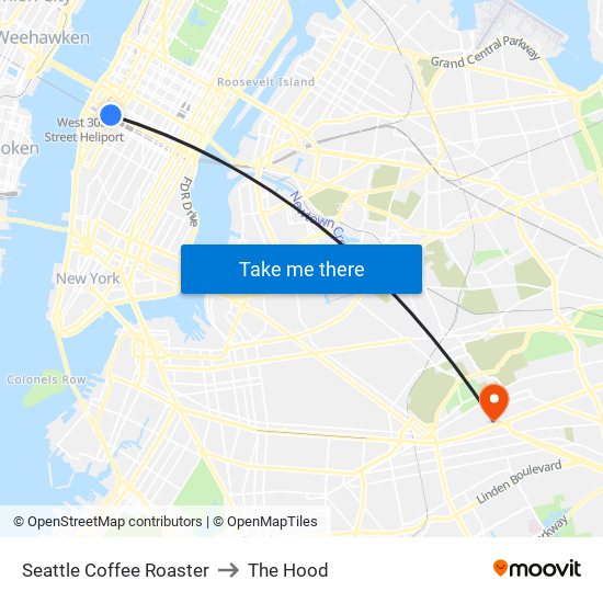Seattle Coffee Roaster to The Hood map