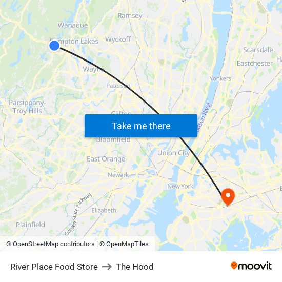 River Place Food Store to The Hood map