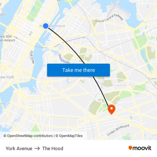 York Avenue to The Hood map