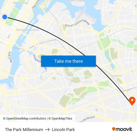 The Park Millennium to Lincoln Park map