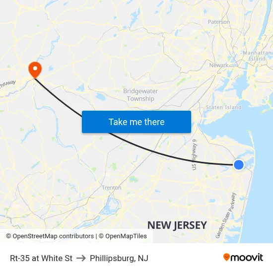 Rt-35 at White St to Phillipsburg, NJ map