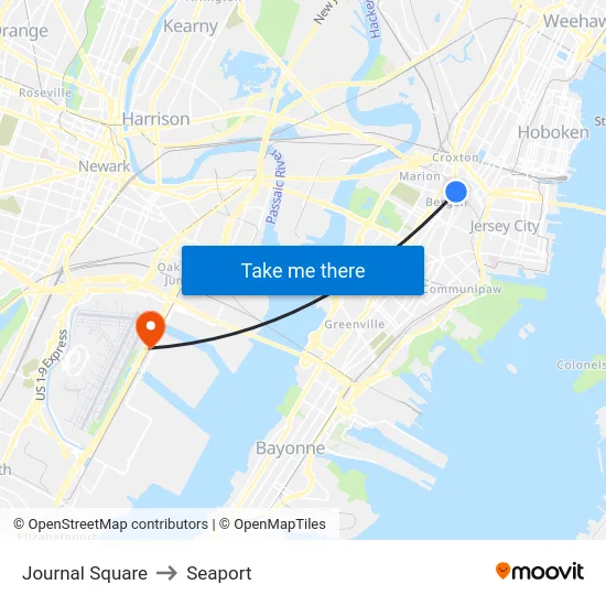 Journal Square to Seaport map