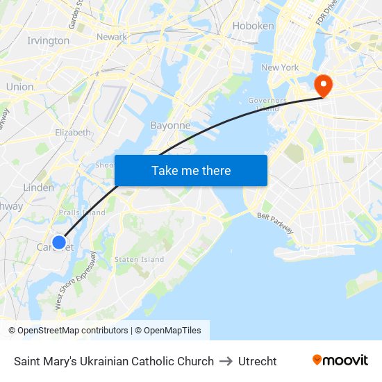 Saint Mary's Ukrainian Catholic Church to Utrecht map