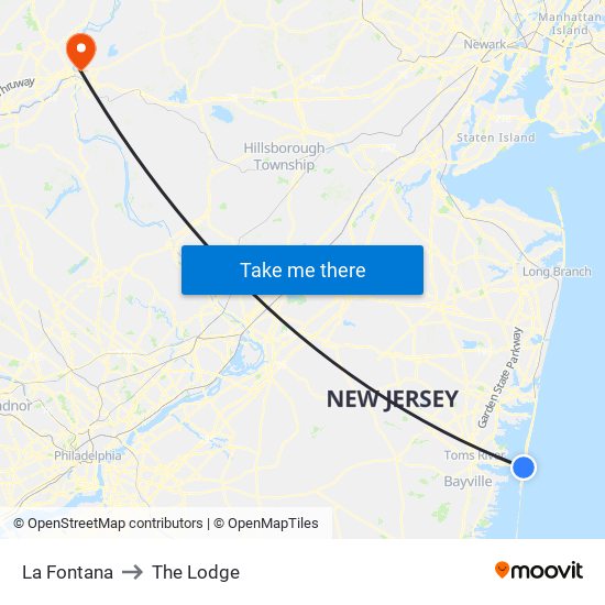 La Fontana to The Lodge map