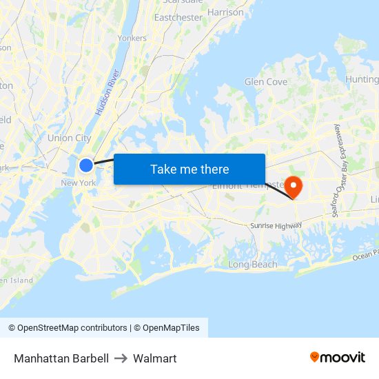 Manhattan Barbell to Walmart map