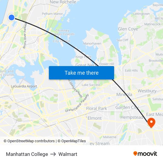 Manhattan College to Walmart map