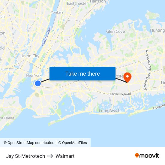 Jay St-Metrotech to Walmart map