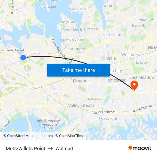 Mets-Willets Point to Walmart map