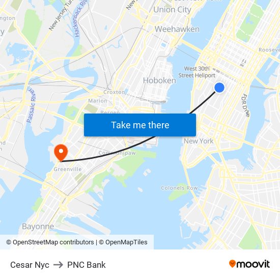 Cesar Nyc to PNC Bank map