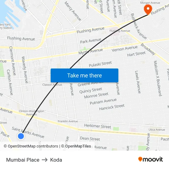 Mumbai Place to Koda map