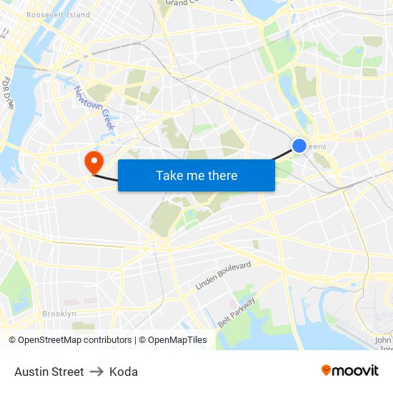 Austin Street to Koda map
