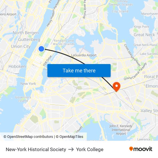 New-York Historical Society to York College map