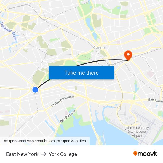 East New York to York College map