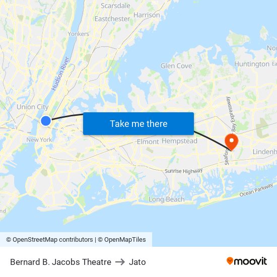 Bernard B. Jacobs Theatre to Jato map