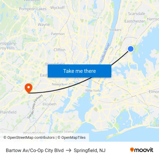 Bartow Av/Co-Op City Blvd to Springfield, NJ map
