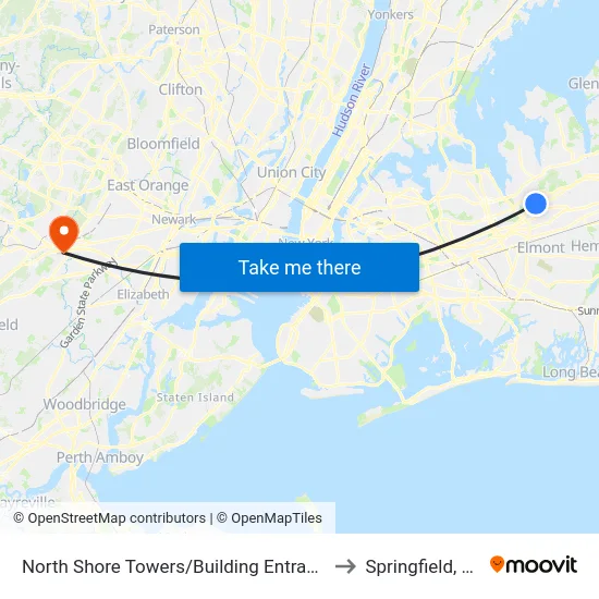 North Shore Towers/Building Entrance to Springfield, NJ map