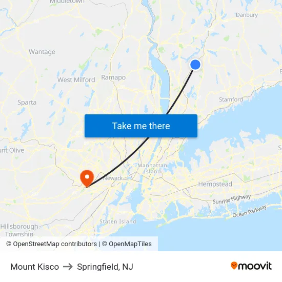 Mount Kisco to Springfield, NJ map