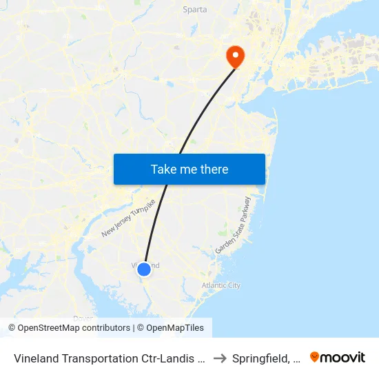Vineland Transportation Ctr-Landis Ave to Springfield, NJ map