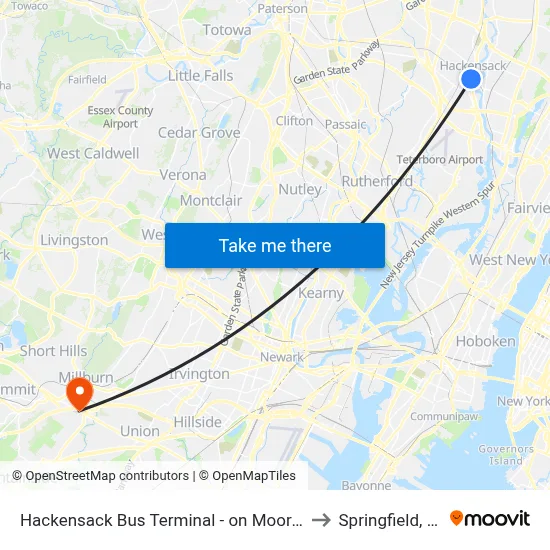 Hackensack Bus Terminal - on Moore St to Springfield, NJ map