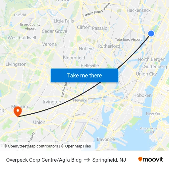 Overpeck Corp Centre/Agfa Bldg to Springfield, NJ map