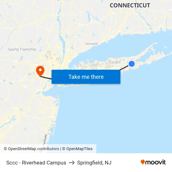 Sccc - Riverhead Campus to Springfield, NJ map