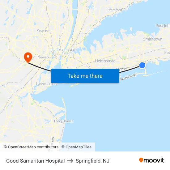 Good Samaritan Hospital to Springfield, NJ map