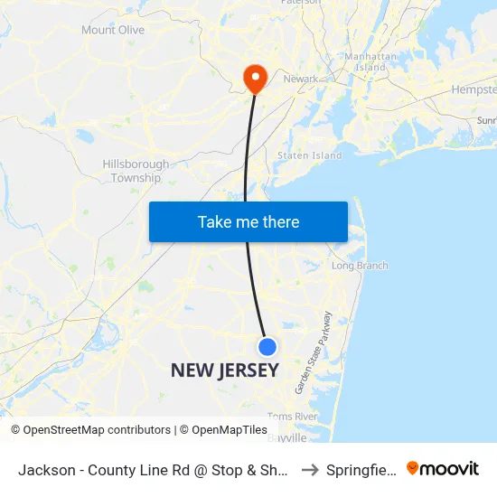 Jackson - County Line Rd @ Stop & Shop (Southbound) to Springfield, NJ map