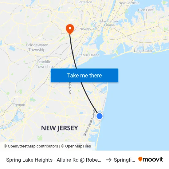 Spring Lake Heights - Allaire Rd @ Robertson Park (Southbound) to Springfield, NJ map