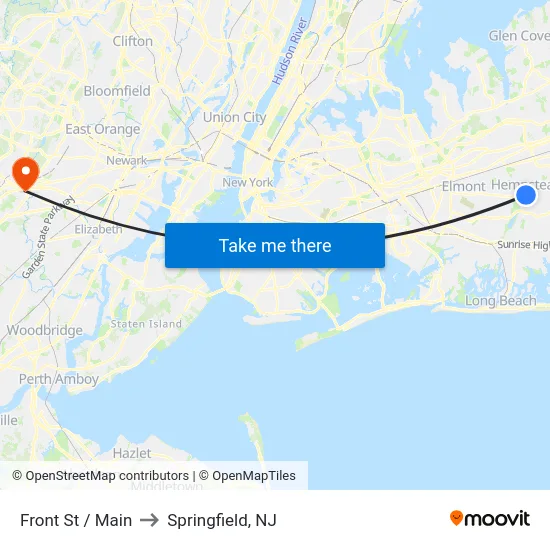 Front St / Main to Springfield, NJ map