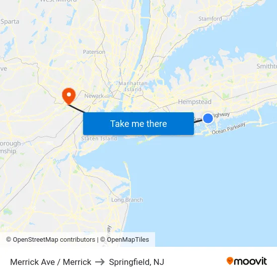 Merrick Ave / Merrick to Springfield, NJ map