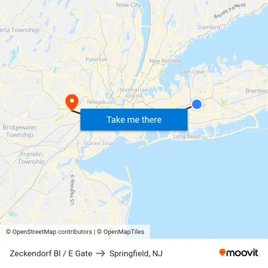 Zeckendorf Bl / E Gate to Springfield, NJ map