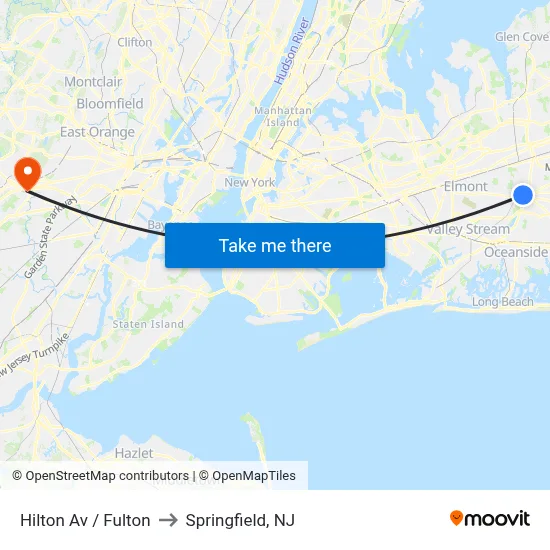 Hilton Av / Fulton to Springfield, NJ map