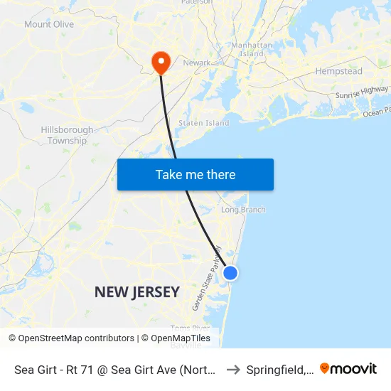 Sea Girt - Rt 71 @ Sea Girt Ave (Northbound) to Springfield, NJ map