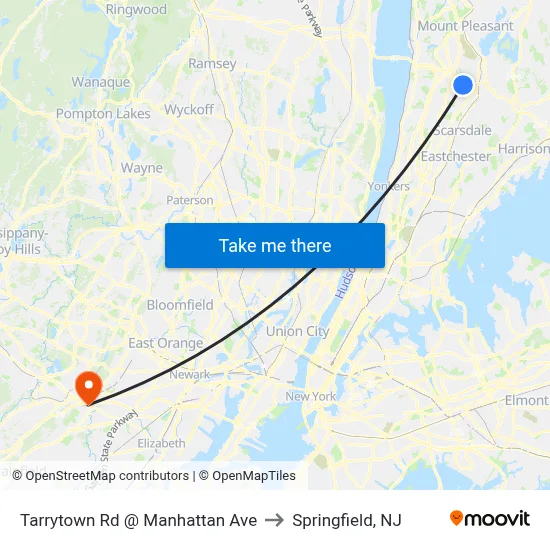 Tarrytown Rd @ Manhattan Ave to Springfield, NJ map