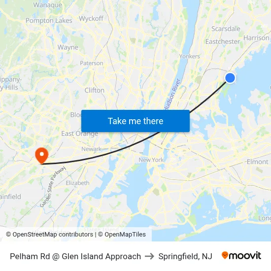 Pelham Rd @ Glen Island Approach to Springfield, NJ map