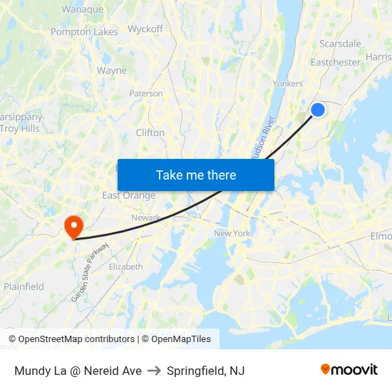 Mundy La @ Nereid Ave to Springfield, NJ map