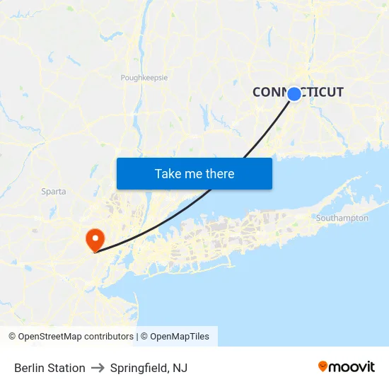 Berlin Station to Springfield, NJ map
