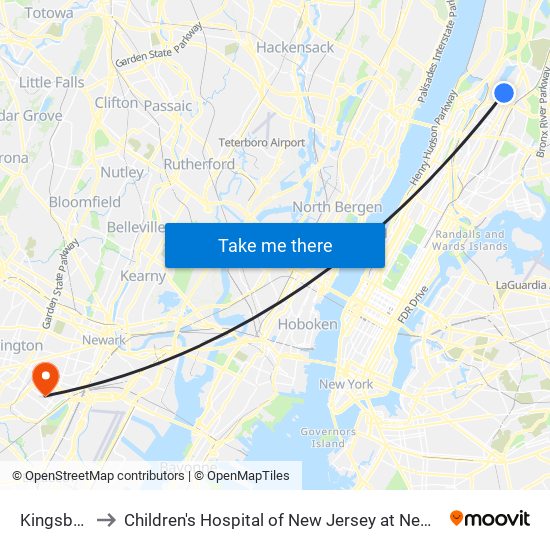 Kingsbridge Rd to Children's Hospital of New Jersey at Newark Beth Israel Medical Center map