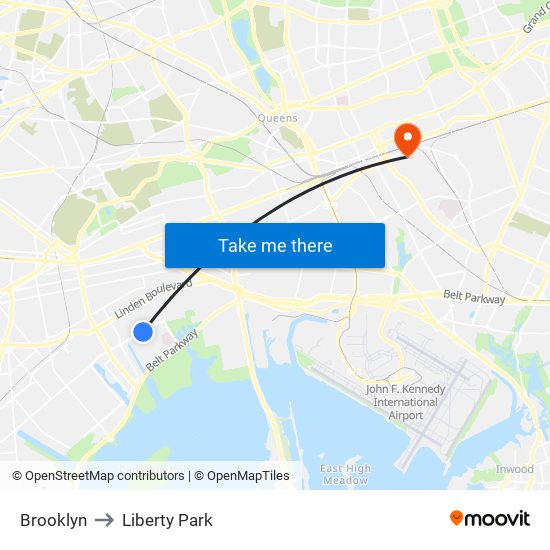 Brooklyn to Liberty Park map