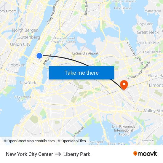 New York City Center to Liberty Park map