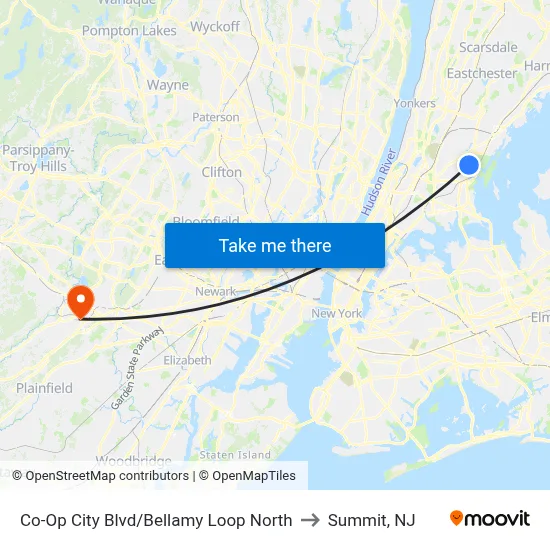 Co-Op City Blvd/Bellamy Loop North to Summit, NJ map