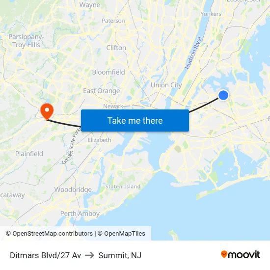 Ditmars Blvd/27 Av to Summit, NJ map