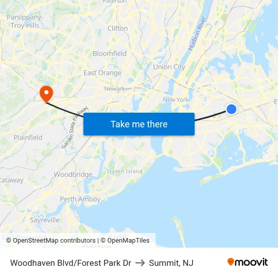 Woodhaven Blvd/Forest Park Dr to Summit, NJ map