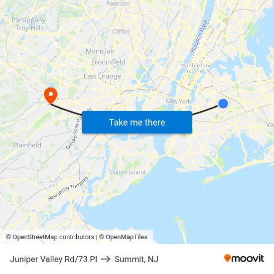 Juniper Valley Rd/73 Pl to Summit, NJ map