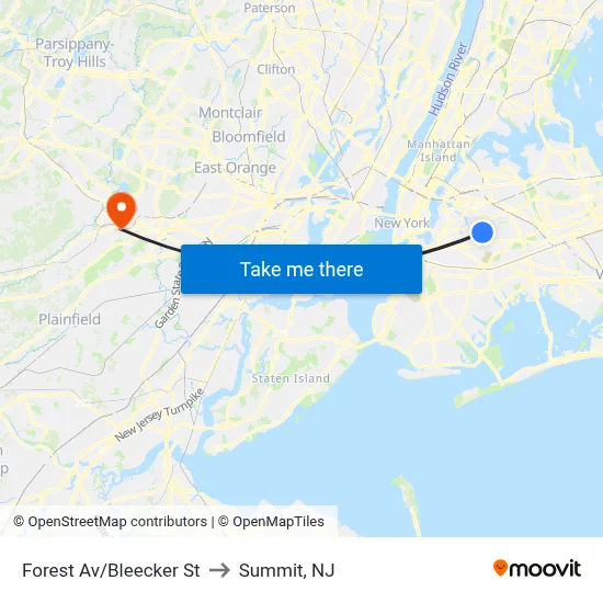 Forest Av/Bleecker St to Summit, NJ map